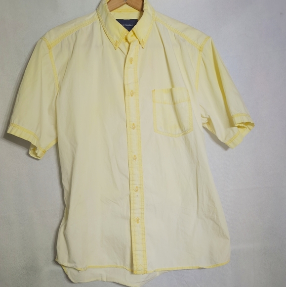 O C S Clothiers Sz M Yellow Distressed Cotton Men's Shirt - Picture 3 of 6
